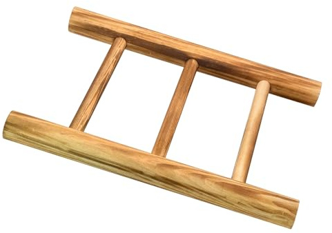 Dekorativer Handtuchhalter Leiter mit 2 Ebenen für Bad | Kompaktes Tischmodell in Beige, Stabile Leiterform, Rustikaler Landhausstil, für Arbeitsplatte und Wc