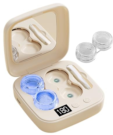 Limpiador Ultrasónico para Lentes de Contacto Limpiador Ultrasónico con | Máquina de Limpieza de Lentillas con 6 Modos de Temporización Para Hombres Mujeres Adultos en Casa Viajes