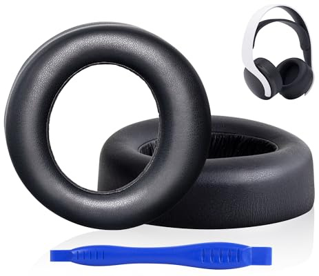 Link Dream Ersatz Ohrpolster Ersatzpolster für Sony PS 5 Pulse PS5 3D Over-Ear Kopfhörer, Kopfhörern Ersatzpolster mit weicherem Protein-Leder und Memory-Schaum, Schwarz