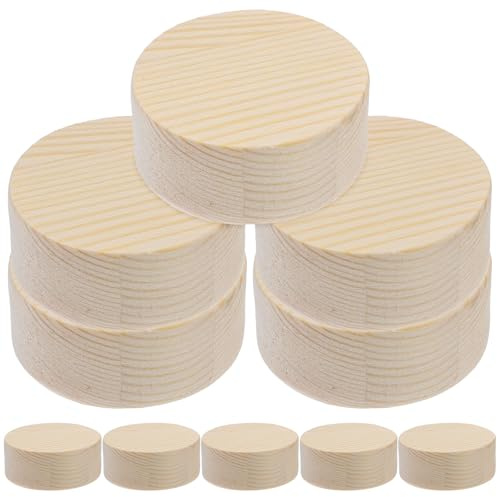 CIMAXIC 10 Pièces Ronds en Bois Non Peints pour Bricolage Garçon et Filles, Surface Lisse en Pin Naturel, Kit Créatif pour Décoration de Noël et Loisirs Artisanaux