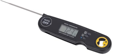 Ausla Thermomètre à Viande Numérique, Sonde Pliable en Acier Inoxydable, Thermomètre de Cuisson de Haute Précision avec Lecture Rapide pour Barbecue et Grillades (BLACK)