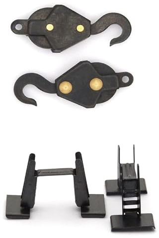 Iberplace Reparationssats i Metall för Märklin H0 Kranvagn 4611 4671 – 4-delat Set med 2x Krankrokar och 2x Kranarmsstöd – Tillbehör för Godsvagn Modellräl 1:87