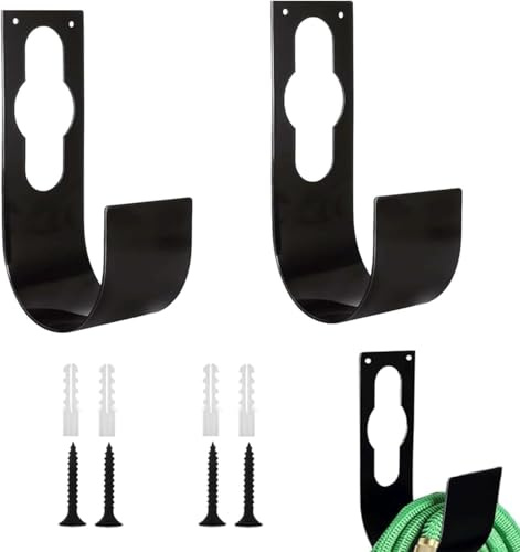 FBBEVWBK Pack of 2 Expandable Garden Hose Hanger Hook with Mount Screws | Comes with Fixing Screws, Fits 7.5m to 30m (25'–100') Flexible Water Hoses for Outdoor Garden Storage