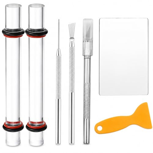 7 Pcs Polymer Clay Tools, Air Dry Clay Tools Include Acrylic Press Plate Rolling Rod | Detail Needles for Shaping Diy Crafts and Sculpting Tools