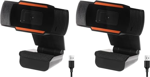 Praktica HD USB Webcam with Microphone - Noise Reduction, Adjustable Monitor Mount, VoIP Video, Plug & Play Camera for PC Desktop & Laptop, Compatible with Windows Mac Linux Zoom Skype (Pack of 2)