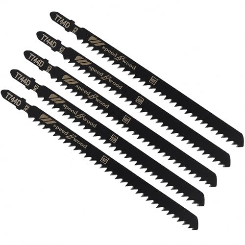 T744D Extra Long Jigsaw Blades for Wood 5 Pcs – 180 mm High Carbon Steel T Shank Saw Blades – Fast Straight Cutting Tools for Hardwood MDF and PVC Pipes