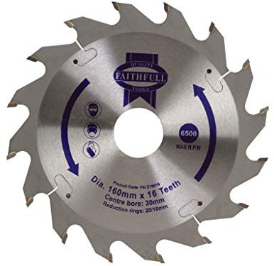 Faithfull TCT Kreissägeblatt, Durchmesser 160 mm, Bohrung 30 mm, 16 Zähne