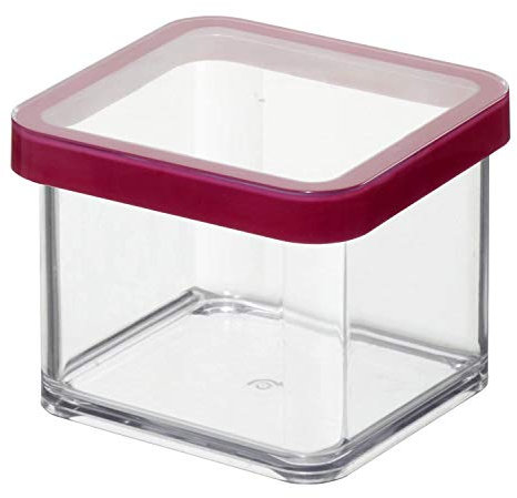 Rotho Loft Scatola Quadrata da 0.5 L con Coperchio e Guarnizione, Plastica (SAN) senza BPA, Trasparente/Rosso, 10.0 x 10.0 x 7.2 cm
