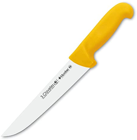 3 Claveles Cuchillo Carnicero Estrecho Proflex, Acero Inoxidable, Amarillo, 24 cm-9.5