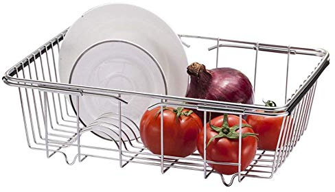 kaileyouxiangongsi Adjustable Over Sink Dish Drying Rack Stainless Steel Dish Drainer, On Counter or in Sink Dish Rack, Deep and Large- Rustproof