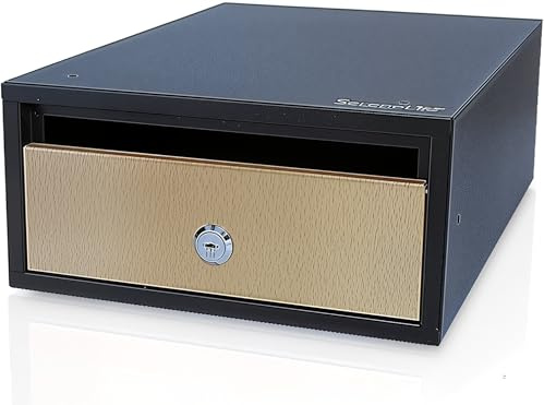 SereneLife Cassetta Postale da Esterno con Serratura, Cassetta Postale Orizzontale da Parete Moderna, Acciaio Zincato 34,8 × 24,9 × 11,9 cm, Ampia Capacità, Nero