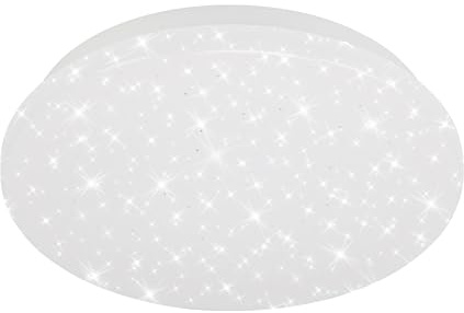 Briloner Plafoniera 3388-016, fantasia a stelle, Luce bianco neutro 4000K, LED integrati 8W 900Lm, Ø22cm, Lampadario per camera o soggiorno, plastica 8 W, 22cm