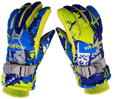 Natashas Kinder Skihandschuhe wasserdichte und Winddichte Winterhandschuhe Warm Snowboard Handschuhe für Outdoor-Sport in Winter Fahrradhandschuhe Warme Handschuhe for Mädchen Jungen (Blau, L)