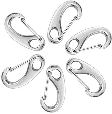 6 Pcs Mousqueton Escalade Mousqueton a Ressort en Acier Inoxydable Charge Maximale 100 KG pour Hamac Balançoire Camping Randonnée Extérieur - Argent