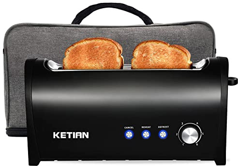 Long Slot Toaster with Cover, 2 Slice 1.65'' Extra Wide Slot Stainless Steel Toasters with Reheat Defrost Cancel Functions,6 Shade Settings, Single Slim Bread Toaster,Removable Crumb Tray,Matte Black