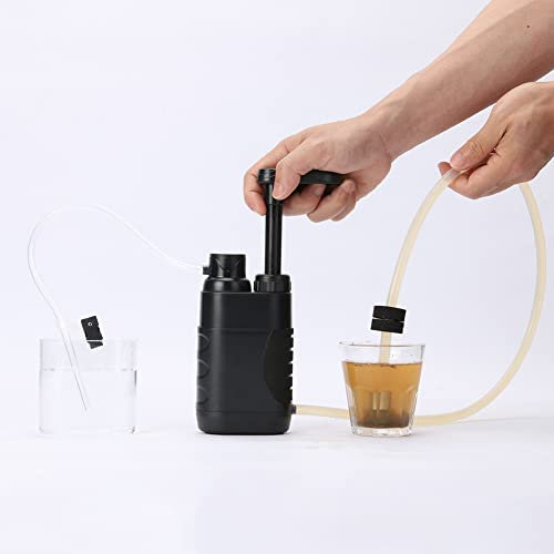 Filtre à eau 5000 L pour l'extérieur, Gourde Filtre avec Pompe et Kit de Démarrage, Kit de Survie d'Urgence pour Randonnée, Voyage, Camping