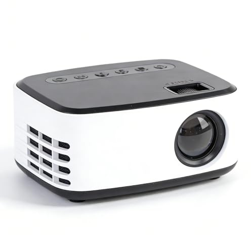 Sxhlseller Mini Proiettore, Proiettore Cinematografico HD 1080P Home Theater, WiFi, HDMI, USB, AV, Audio, Bianco e Nero (#1)