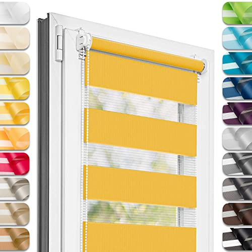 Estika - Estor Doble con Sistema Klemmfix sin taladrar 120 cm x 65 cm - Soleado - 27 Colores, Estor dúo para día y Noche, protección Visual para Ventanas