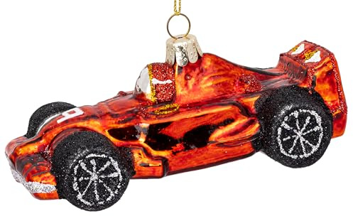 SIKORA Rennwagen Bolide besondere Weihnachtskugel Glas Christbaumschmuck Deko Figur Weihnachten Anhänger Ornament - Trend Line - BS565