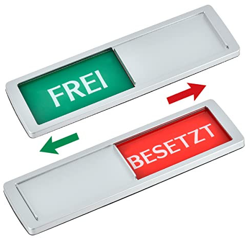 TMBMLPP FREI - BESETZT Schild, Frei Besetzt Zeichen mit Schieber, Frei Besetzt Schiebeschilder, Besetzt Zeichen Toilette, für Wartezimmer Besprechungsräume Raumstatus Raumschild, Silver, 17.8 x 5.2cm