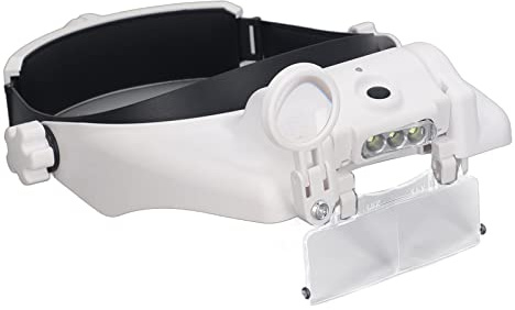 Kopfband Lupe , Kopflupe , perfekte Anpassung , einstellbares Licht , USB Aufladung , breite Anwendung mit 4 Brillen zur Reparatur