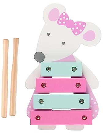 Pink Mouse Wooden Xylophone, Toddler Baby Instruments - Animal Musical Toys For 1 Year Old Kids - Montessori Kids Musical Percussion Instruments - Early Development Activity Toy by Orange Tree Toys