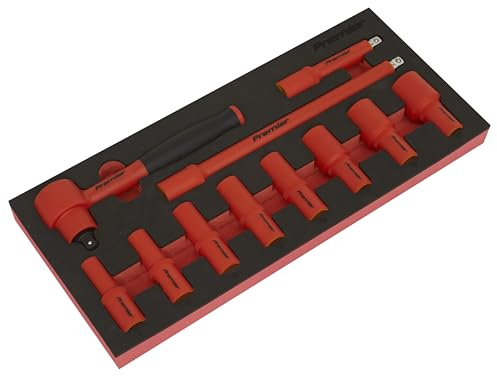Sealey Premier 11pc 3/8 Sq Drive Insulated Socket Set with Tool Tray - VDE Approved - TBTE01