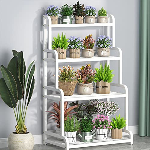 Scaffale in ferro metallico per piante di grandi dimensioni,scaffale per fiori con 4 livelli,supporto per vasi da fiori multipli per scaffali a scaletta di esposizione per giardini interni ed esterni