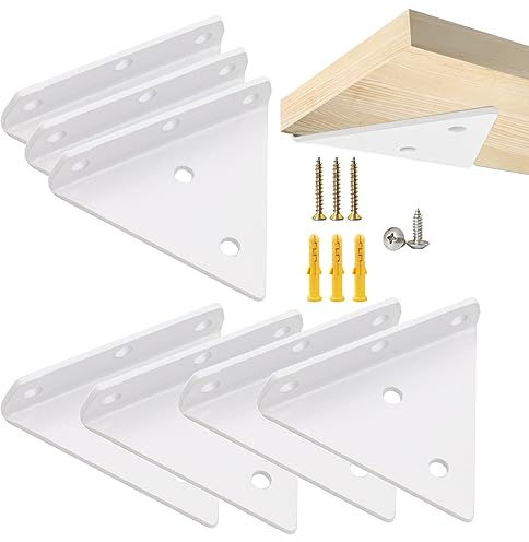 WEERSTONE Regalhalterungen, unsichtbare Dreieck-Wandhalterungen, versteckte Wandregalhalterungen, Wandmontage, schwebende Regalhalterungen für Lagerregal, Bücherregal, Küchenregale (Weiß, 8 Stück)