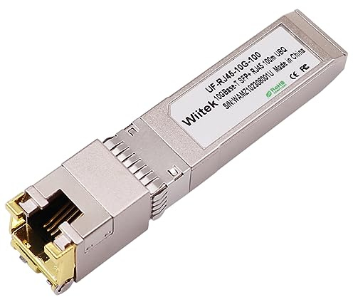 Wiitek 100 metri, modulo da 10 Gb SFP+ a RJ45, ricetrasmettitore Ethernet in rame 2.5G/5G/10GBase-T per Ubiquiti UF-RJ45-10G, porta SFP+ Plugin 10 Gb, basso consumo energetico
