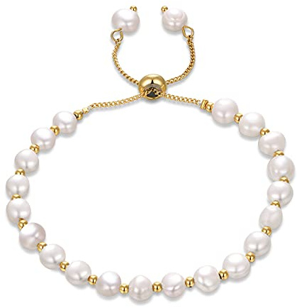 LILIE&WHITE Armband Perlenarmband – Elegantes Design mit Süßwasserperlen und vergoldetem Zugverschluss – Stilvolles Accessoire für Damen – Perfekt für besondere Anlässe