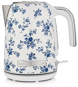 Laura Ashley China Rose Kettles Electric Fast Boil Quiet, Electric Kettle | Energy Efficient, Drip Free Pour, 1.7L Cordless Jug Kettle, Limescale Filter, Heat Resistant Handle, Water Level Indicator