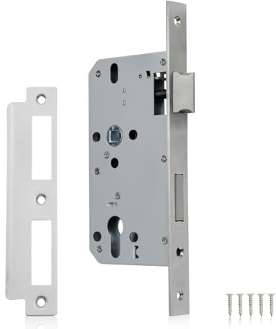 Bwintech 1 pezzo Serratura da infilare in acciaio inox nichel satinato 7255 foro euro per porte interne e porte del bagno