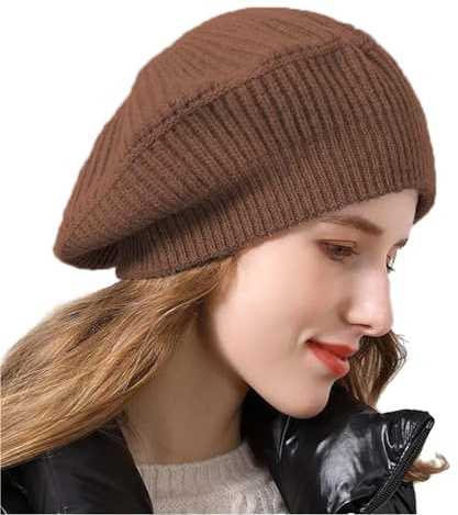 Ailaile Kaschmir-Mütze, Damen, Winter, warm, Merinowolle, gestrickt, übergroß, Beige