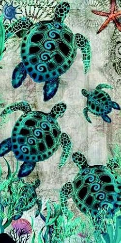 Miracle Home. Serviette de Plage en Microfibre Tortues Marines, 100% Polyester, 95 X 175 cm. 11850