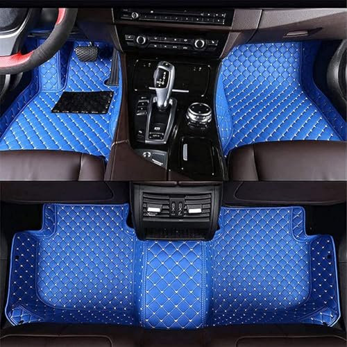 PUTIGO Leder-Auto-Fußmatten für Volkswagen T-ROC 2018-2023,Allwetter-Teppich-Bodenschutzmatte mit Vollständiger Abdeckung Wasserdichtes und Rutschfestes Auto-Innenzubehör,Blue-LHD