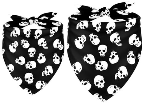 Hundehalstücher mit Totenkopf-Muster, Dreieckstuch für kleine, mittelgroße und große Hunde und Katzen, Haustierhalstuch, Dreieckstuch, Lätzchen, 2 Stück