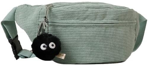 TYXHXTF Sac Banane Velours Côtelé, Sac de Ceinture de Couleur Unie, Sacs à Bandoulière de Voyage avec Sangle Réglable pour Faire du Shopping, Sortir, Voyager et Travailler (Vert)