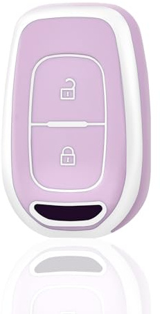 OFF WE GO Autoschlüssel Hülle Schlüssel Hülle Schlüsselhülle Cover für Renault Kwid Symbol Clio Trafic Sandero Dacia Logan Duster Captur Kadjar Schlüsselbox Schlüsselcover Schutz Gehäuse, Lila Silber