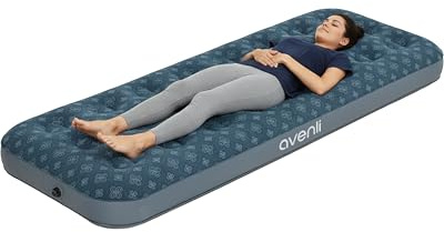 AVENLI Luftmatratze Camping Single-Size 191x73x22 cm, Gästebett 1 Person, Coil-Beam, beflockt, bis 100 kg, grün/grau, ohne Pumpe