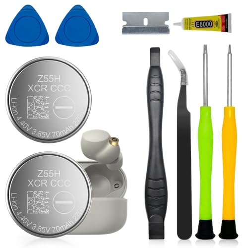 BOANV Z55H Akku, 3.85V 70mAh, kompatibel mit Sony WF-1000X, WF-1000XM4, WF-1000XM3, WF-SP900, WF-H800, WF-SP700N, inklusive Werkzeugsatz (2 Stück)
