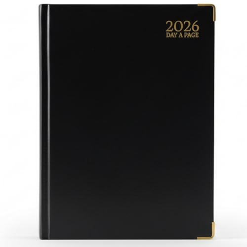 G4GADGET A4 2026 Day a Page Black Diary Gilt Edges Hardback