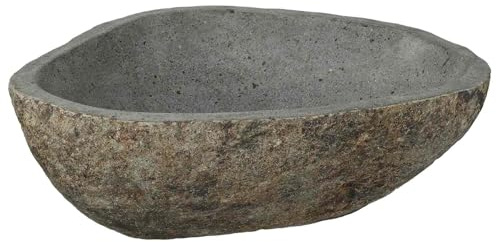 vidaXL Fregadero de baño, Lavabo rústico de Piedra de río, Accesorio Interior, Elegante y Natural, con Alto Brillo, Ideal para Decorar tu Espacio.