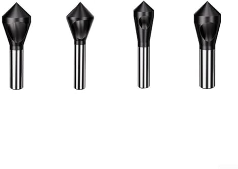 Honseadek Juego de 4 brocas avellanadas de cobalto M35, herramientas de chaflán de acero de alta velocidad para metal, madera, plástico con flauta en espiral, para taladro de mesa, fresado e