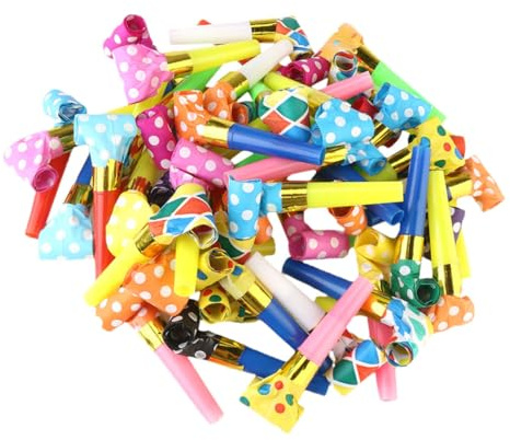 Toyvian 50 piezas Silbatos de Plástico Coloridos para Fiesta Ruido Animado y Accesorios de Animación para Adultos Color Aleatorio Color Aleatorio