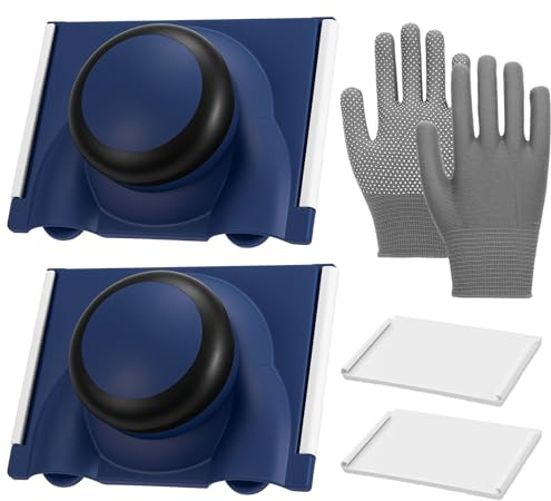 saerryor 2 Pack Paint Edger & Pad Set | Flat Edger with Nylon Bristles and 2 Replacement Paint Pads–Wall and Ceiling Cutting-In Brush Tool,Blue