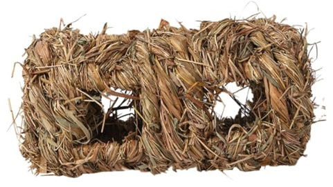 Toyvian Hamster Stroh Nest mit Beißspielzeug für Kleintiere, Braun