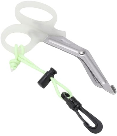 Keenso Couteau de Plongée Ciseaux de Plongée Lumineux Multifonctions, Acier Inoxydable Revêtu de Ti avec Gaine pour Couper les Filets de Pêche, Algues Sous l'eau, équipement Antirouille Durable