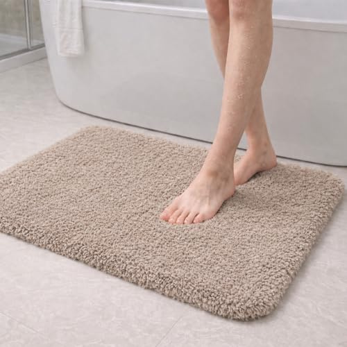 PUFFMAT Tapis de Bain en Microfibre 80 x 50 cm - Chameau, Tapis de Bain Absorbant avec Pile Moelleuse et Douce et Dos en TPR, Lavable en Machine pour Douche, Baignoire, Toilettes et Lavabo