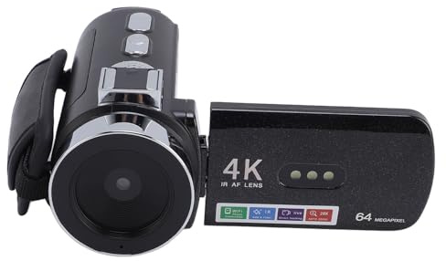 Tbest Cámara de Vídeo 4K Grabadora Digital 64MP HD Zoom 28X Enfoque Automático Pantalla de Rotación de 3 Pulgadas Luz LED Viajes y Eventos Deportivos